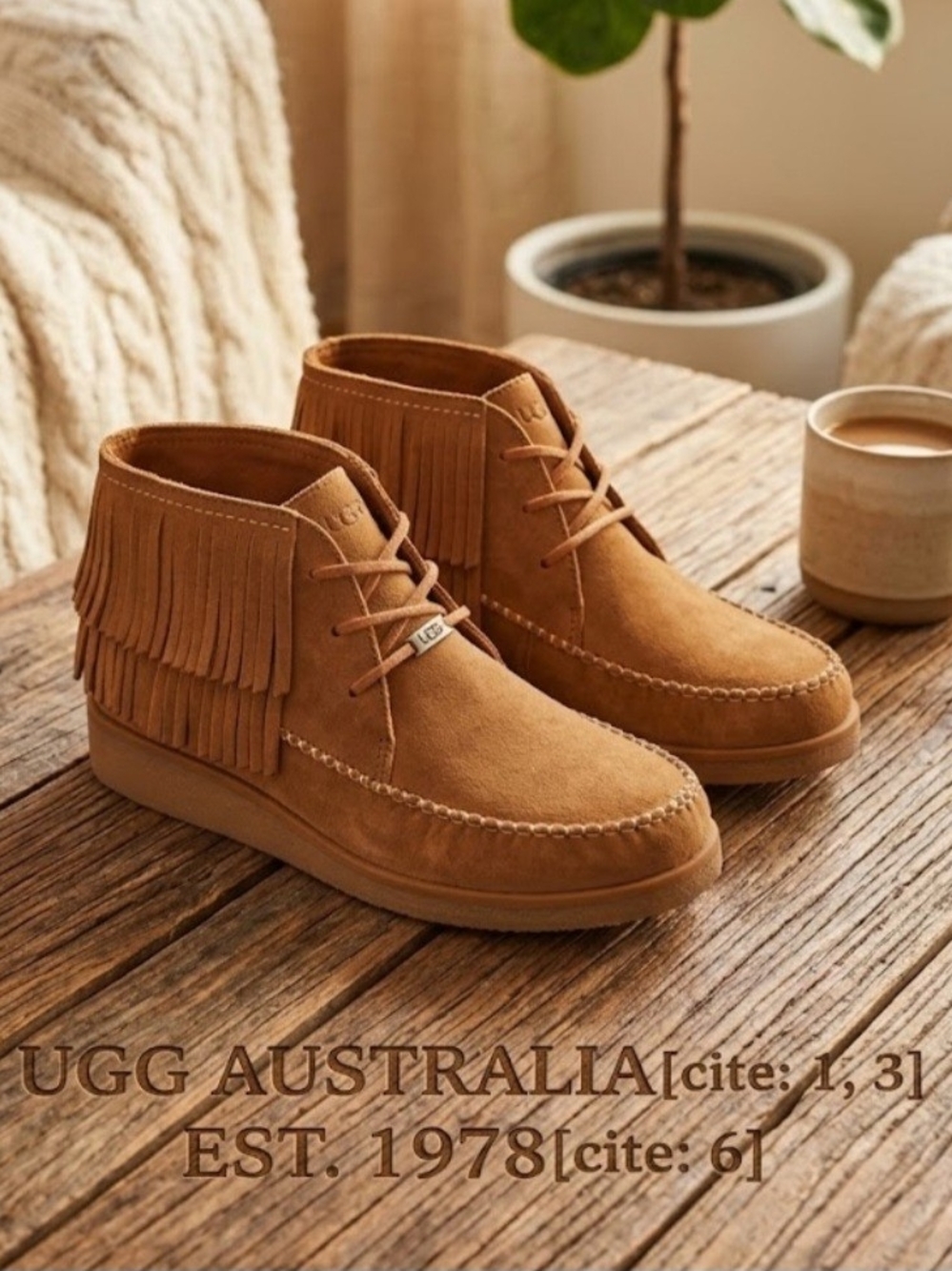 UGG Chestnut Suede Fringe Moc Toe Ankle Boots Booties